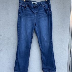 Slink Jeans Karina mid rise slim curvy dark blue plus size 16 lightly distressed